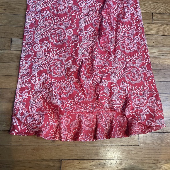 Universal Thread Large Red Paisley Wrap Maxi Skirt Ruffle Hem Cotton Blend EUC - Picture 8 of 8
